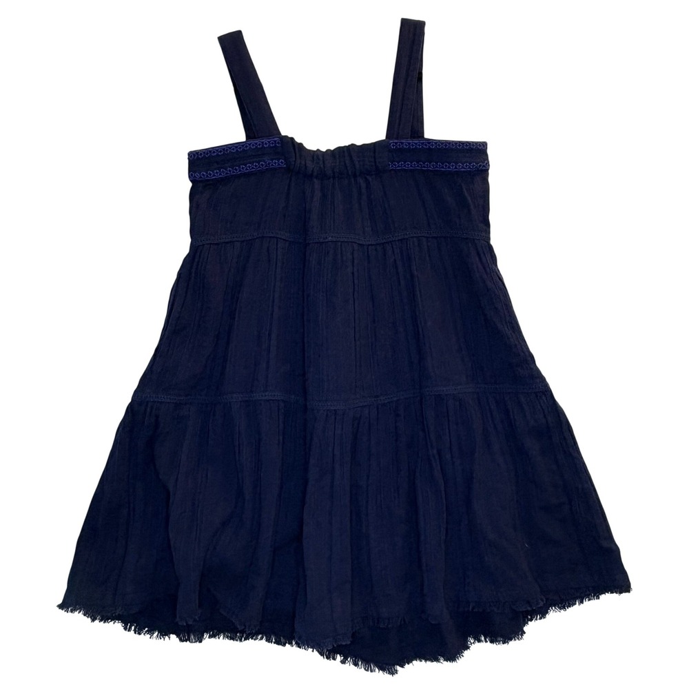 Tommy Bahama Dress Size Small Navy Blue Tiered Embroidered Cotton Gauzy Boho‎ - Picture 8 of 9